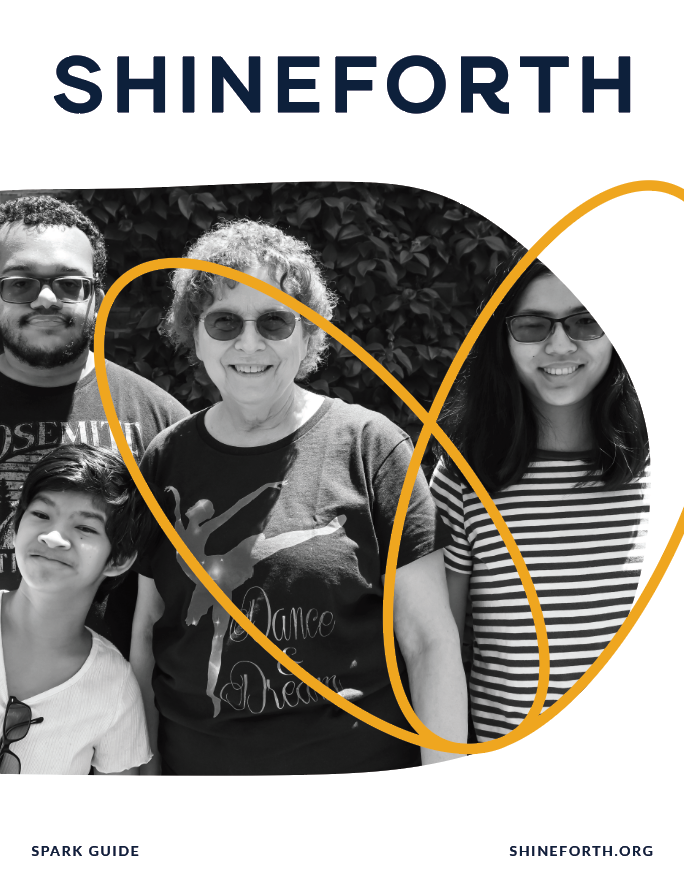 A lady with 3 kids standing outside